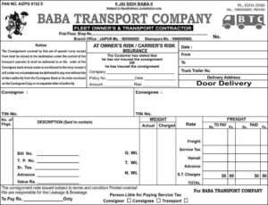 TRANSPORT COMPANY BILL BOOK